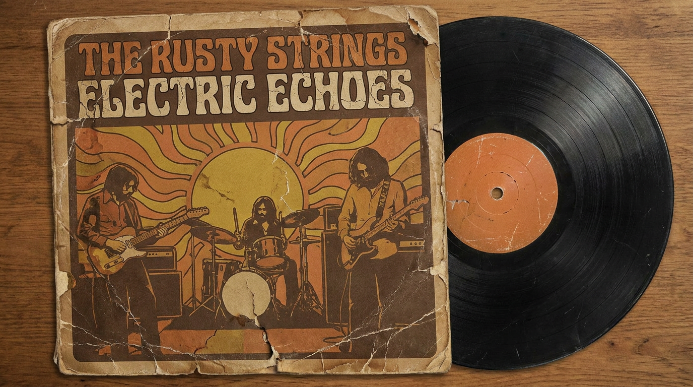 AI vintage rock album cover art generated from text