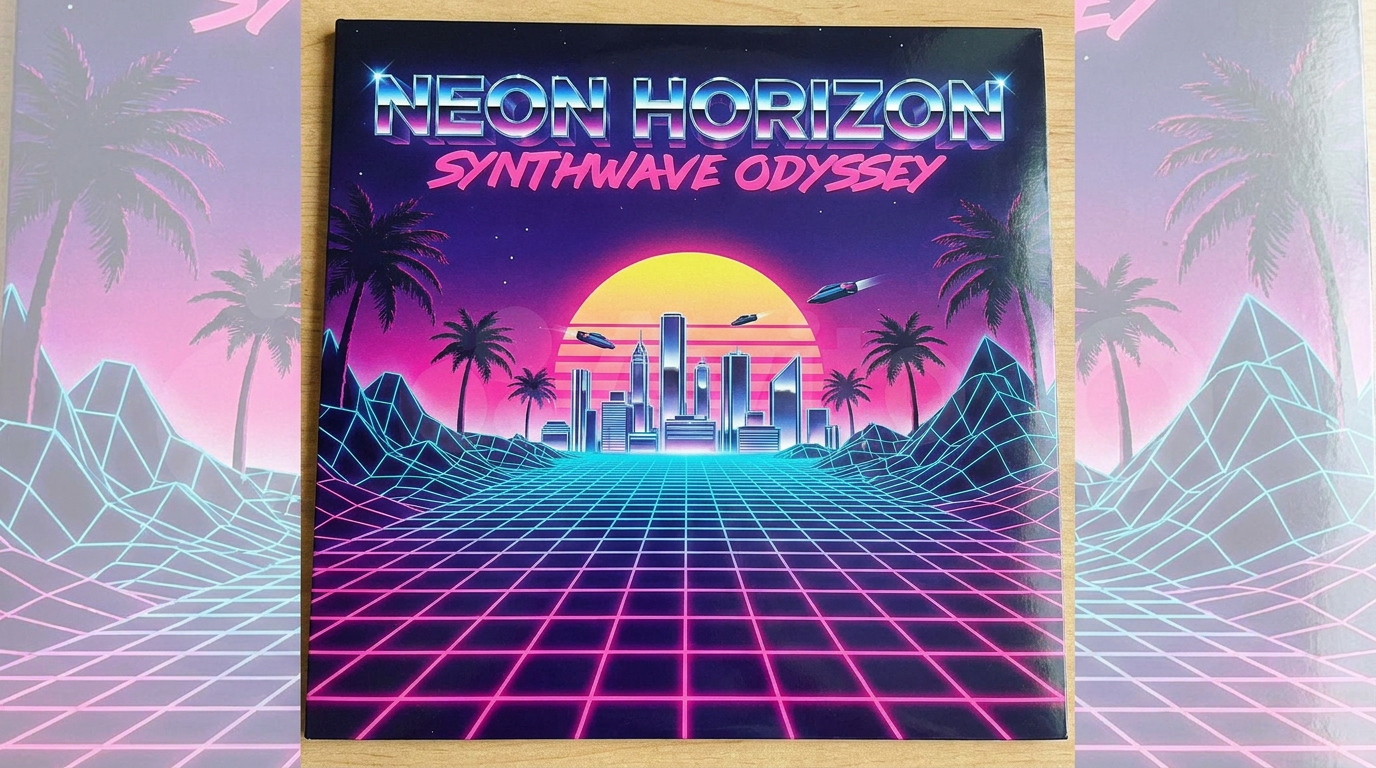 AI synthwave retro album cover art