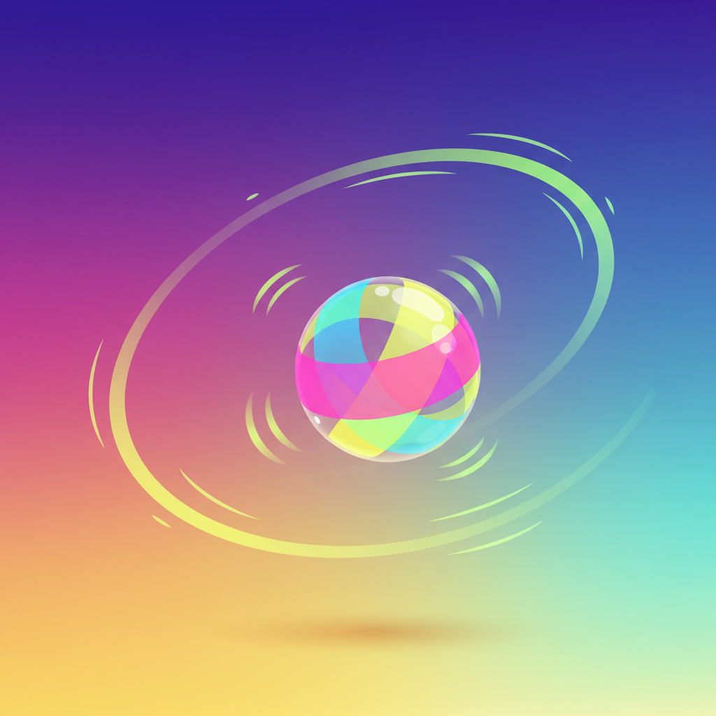 AI animated GIF concept of a bouncing colorful ball with motion trails on a gradient background