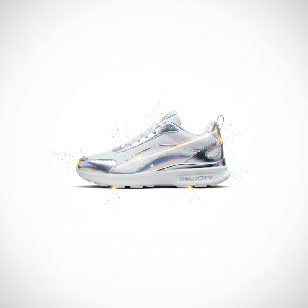AI animated product showcase GIF of a sneaker rotating with sparkle effects