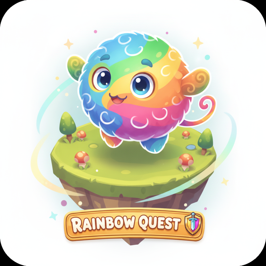 AI art for game design showing a cute stylized mobile game mascot character, a colorful cartoon creature in polished isometric game art style