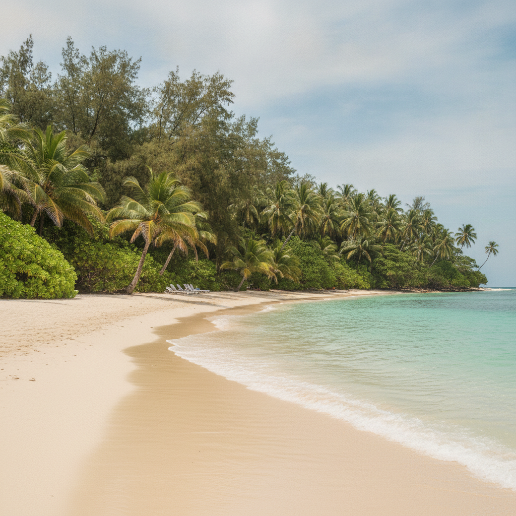 AI object removal editing — unwanted objects erased from a beach scene
