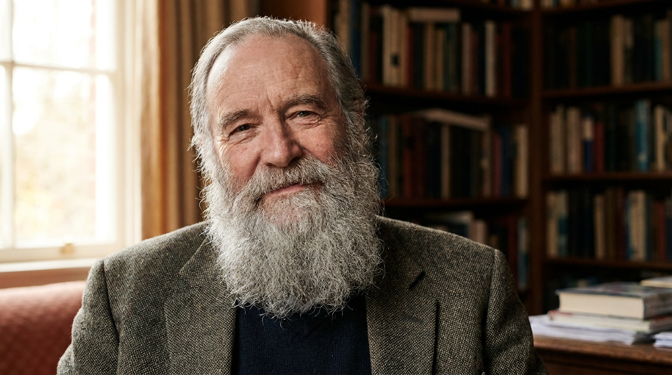 Distinguished full silver grey salt-and-pepper beard added to a portrait with the AI beard generator