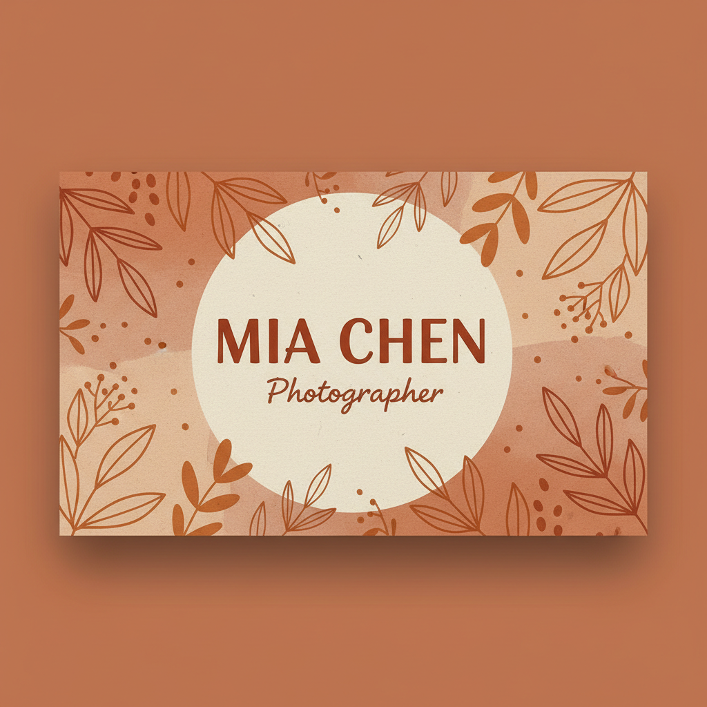 Creative freelancer AI business card with hand-drawn botanical illustration accents