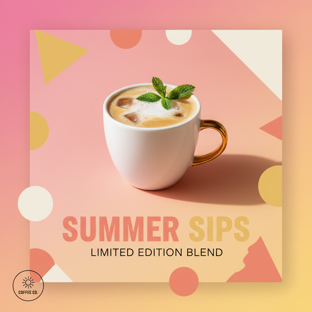 Vibrant AI content for social media — Instagram post graphic with summer aesthetic and pink-yellow gradient