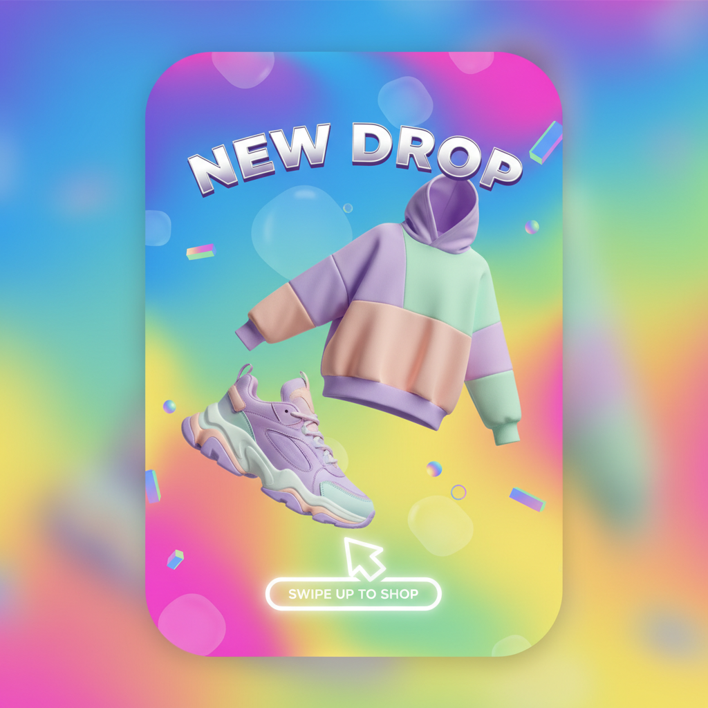 AI content for social media — Instagram Story template for fashion product launch with bold gradient