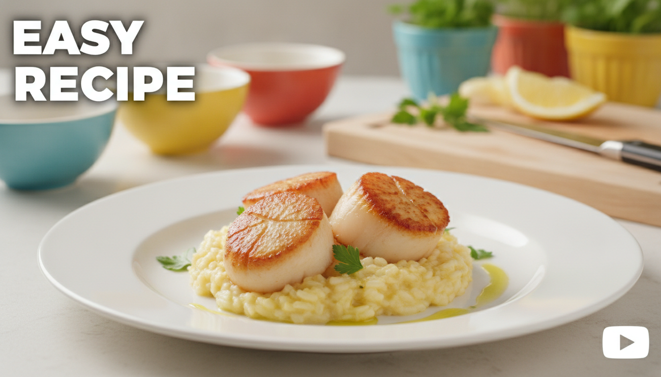 Cooking channel YouTube thumbnail with plated food and EASY RECIPE text created with the video thumbnail AI tool