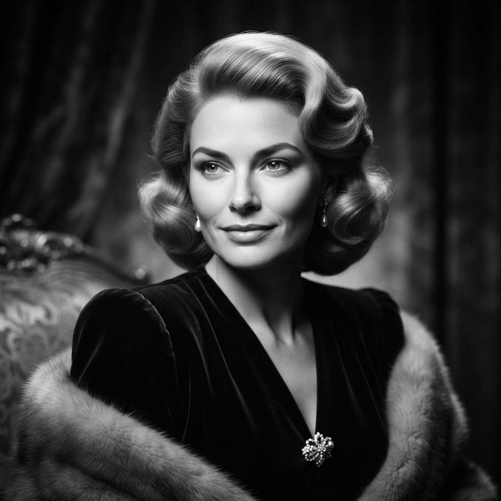 AI faceswap video creator — a person face swapped as a vintage black-and-white Hollywood film star, created with the AI faceswap video creator