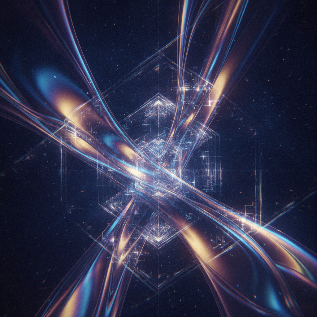 AI futuristic abstract digital art with flowing liquid-metal forms and holographic gradients
