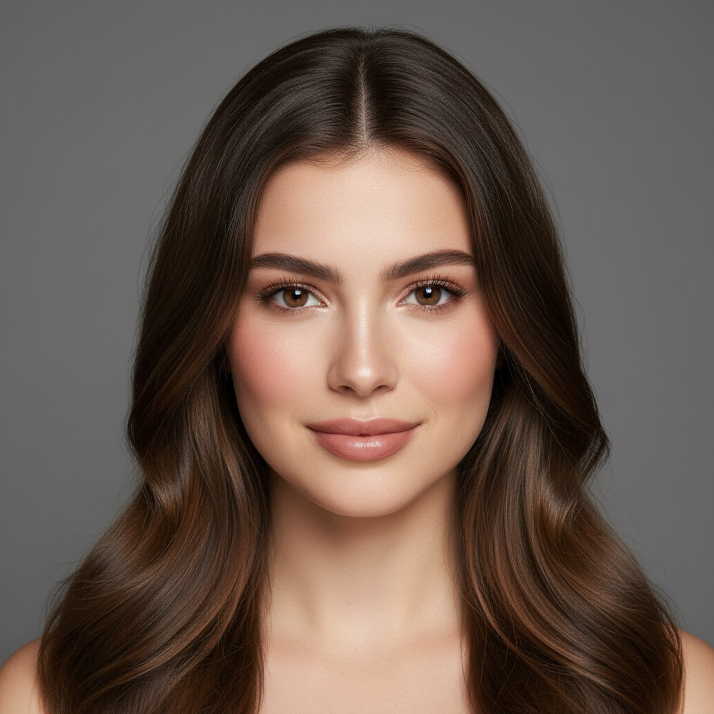 AI gender swap generator result showing a realistic female version with long brown hair created from a photo