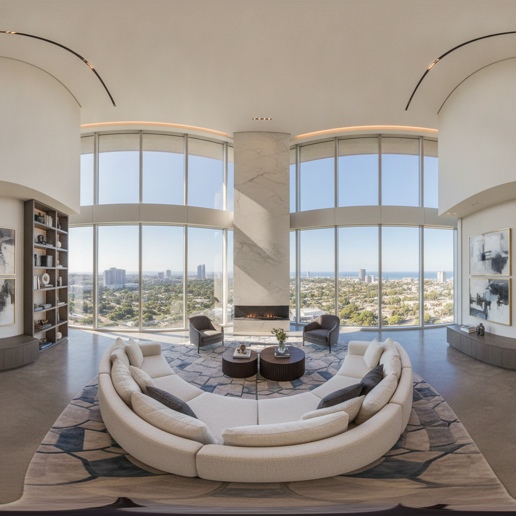 AI-generated virtual tours immersive modern luxury living room real estate interior