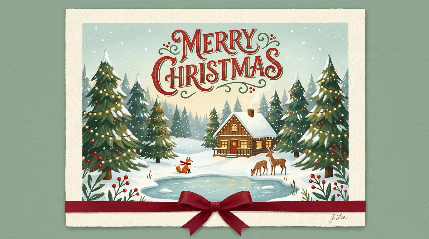 AI Christmas holiday greeting card generated from text