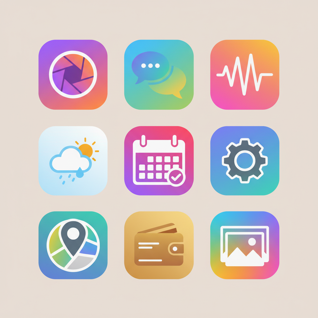 AI icon generator flat app icon set example