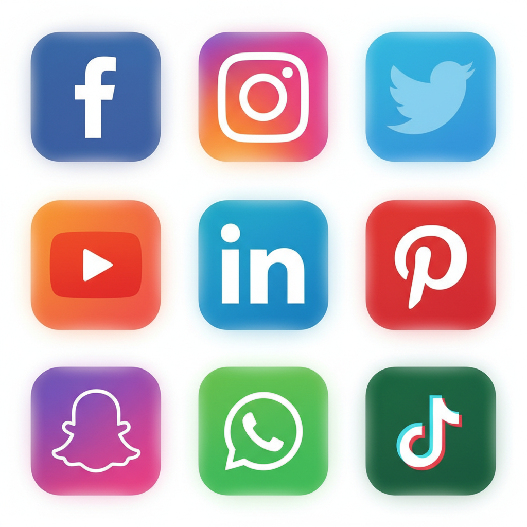 AI gradient social media icon collection