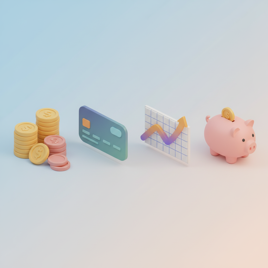 AI 3D isometric finance app icon set