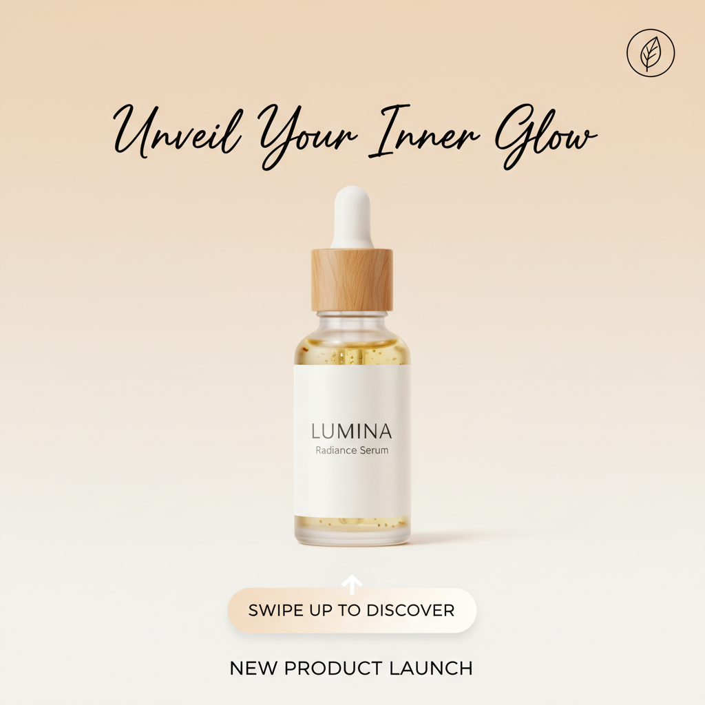 AI image for social media ads — Instagram story ad for skincare brand product launch with soft pastel gradient