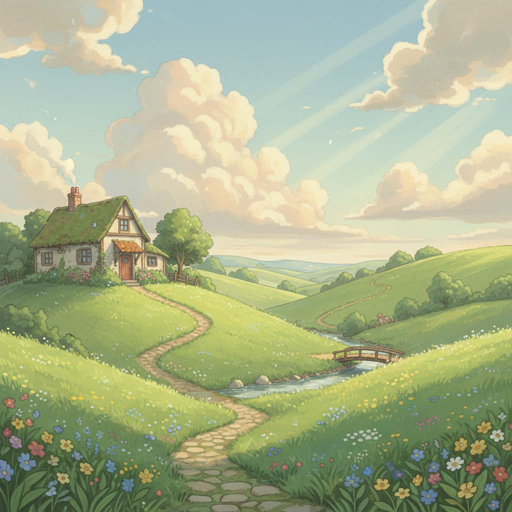 AI Studio Ghibli style anime landscape generated from text