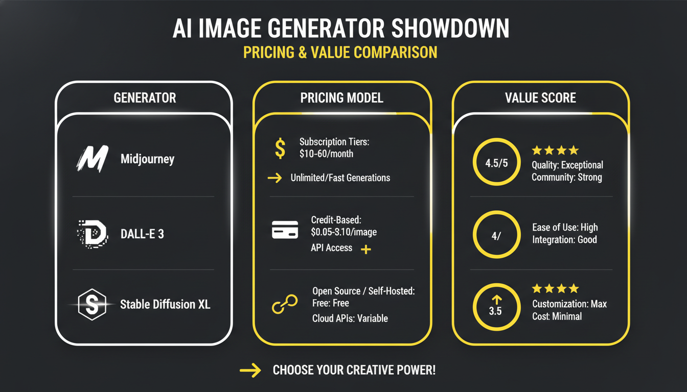Pricing and value comparison between AI image generator and Midjourney