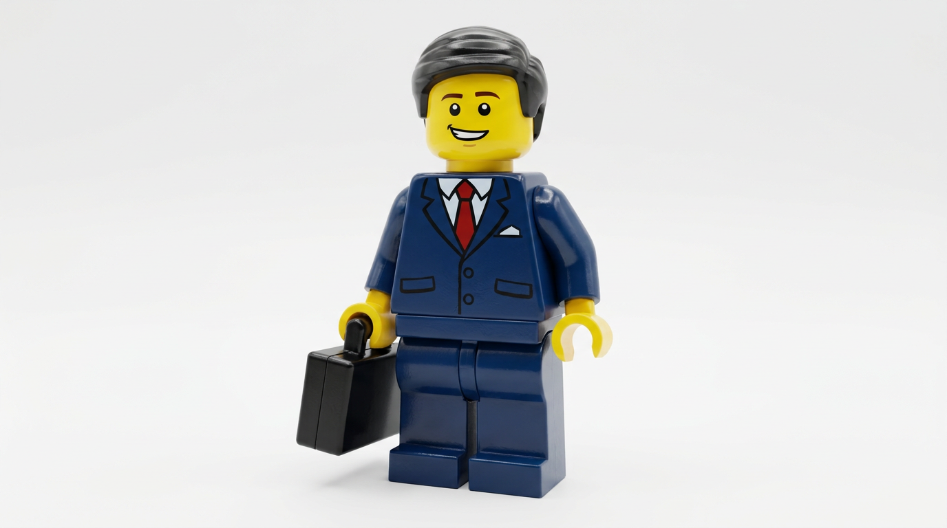 Custom AI LEGO minifigure of a woman in branded blister-pack toy packaging with a coffee cup and handbag accessories