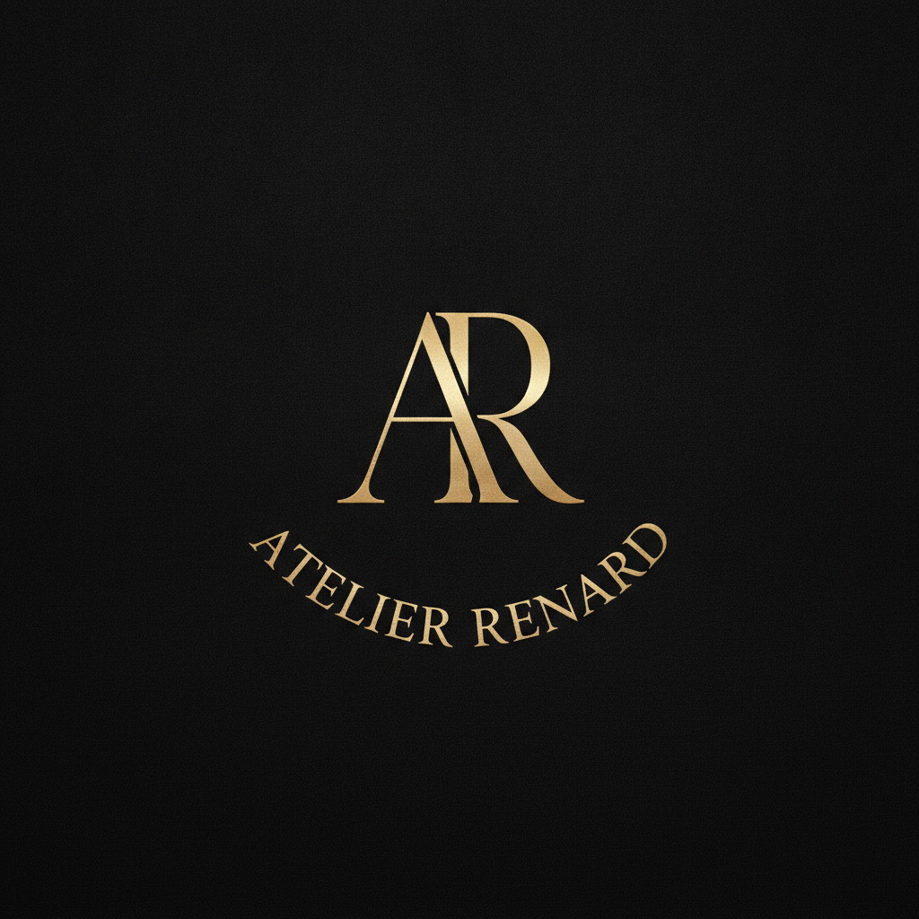 AI logo generator result showing an elegant luxury monogram logo with intertwined gold initials, refined serif lettering, and black and metallic gold for a premium fashion brand