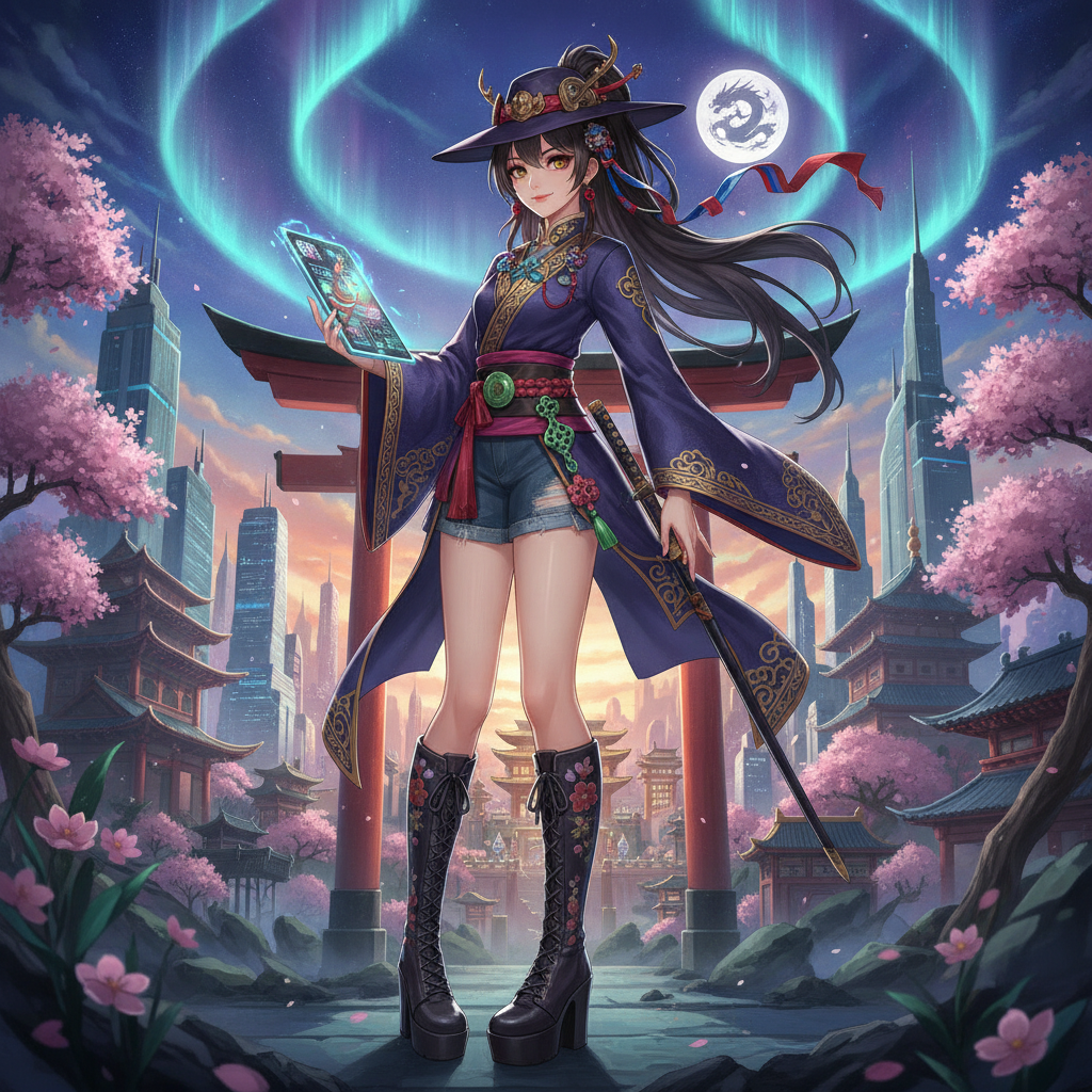AI nation-state style art of a stylish character embodying a nation with traditional cultural attire fused with modern fashion, made with the AI nation-state style generator