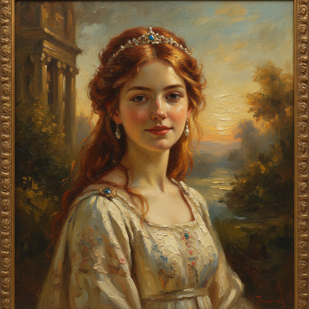 Photo turned into an oil painting portrait with thick brushstrokes by the AI photo to painting generator