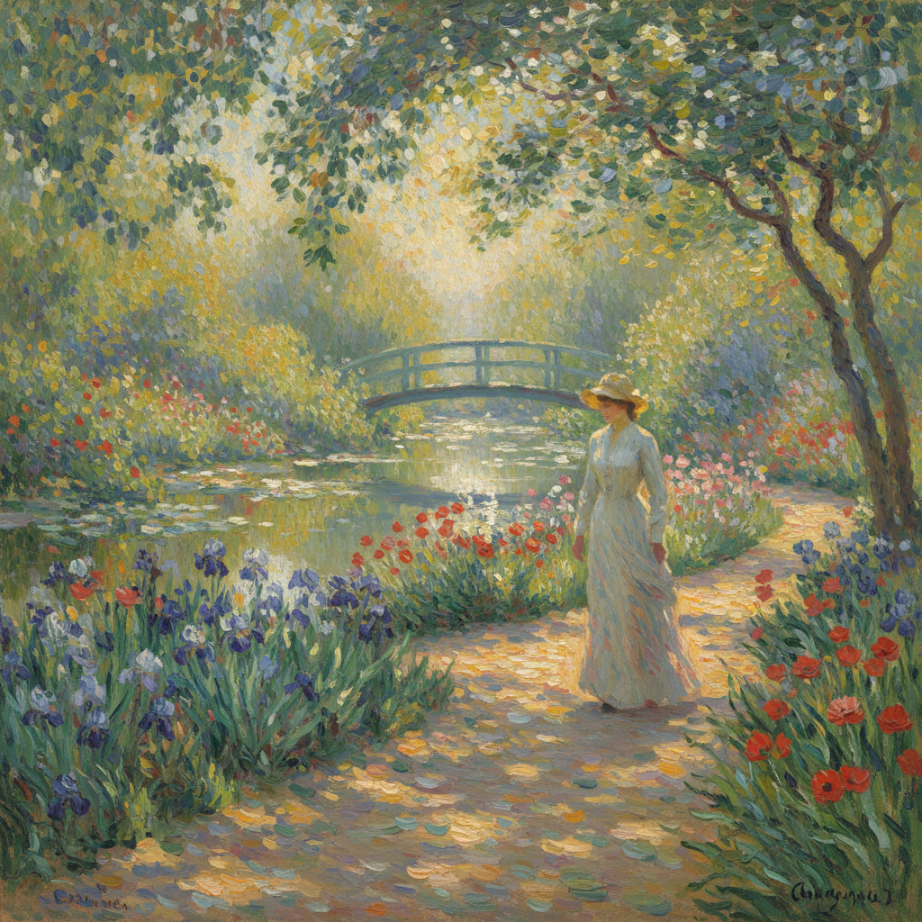 Photo transformed into an impressionist painting with loose brushwork by the AI photo to painting generator