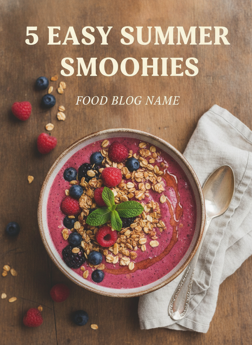 AI Pinterest pin generator food blog pin with bold title text for summer smoothie recipes
