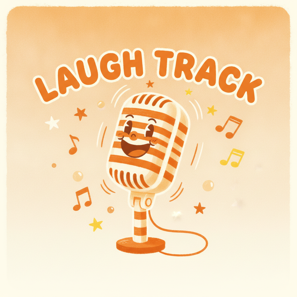 AI podcast cover generator output — bright comedy podcast cover with a hand-drawn microphone and playful warm typography, podcast artwork generator ai result