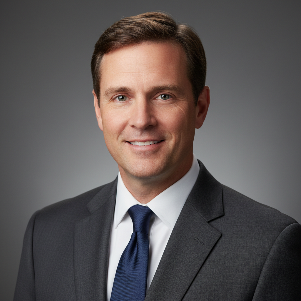 AI-enhanced professional headshot of a businessman with crisp detail and even skin tone