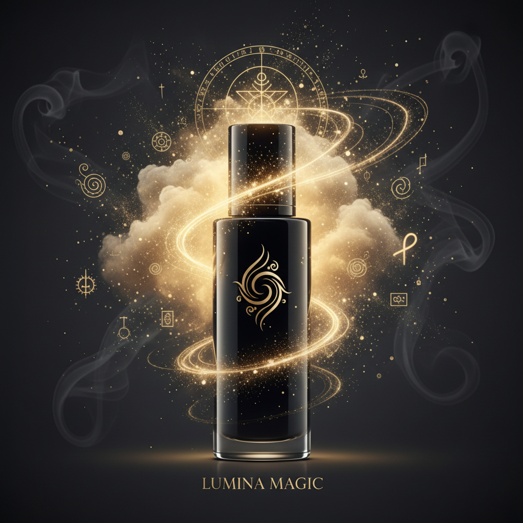 Product photo with AI-powered magical sparkle effects and radiant golden light bursts on a dark background