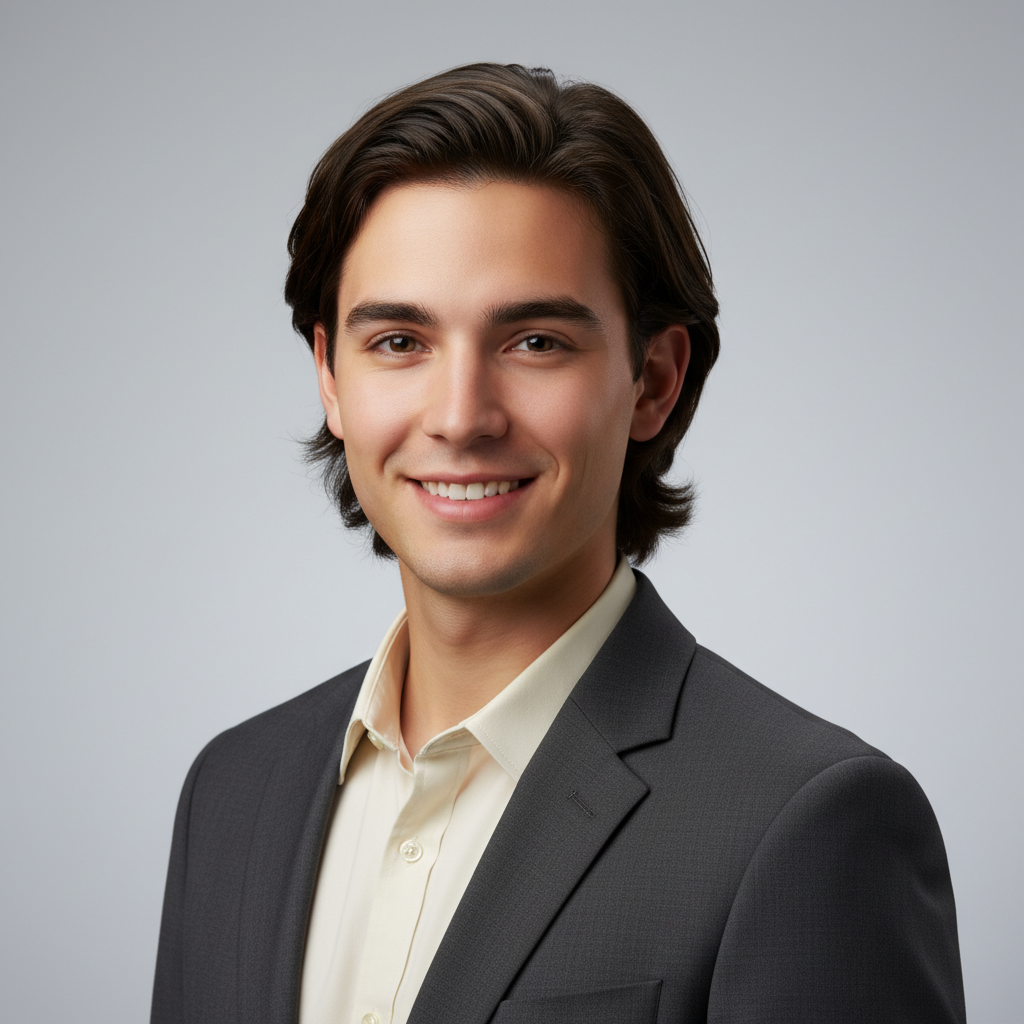 AI-generated professional profile picture with a clean studio background and soft lighting