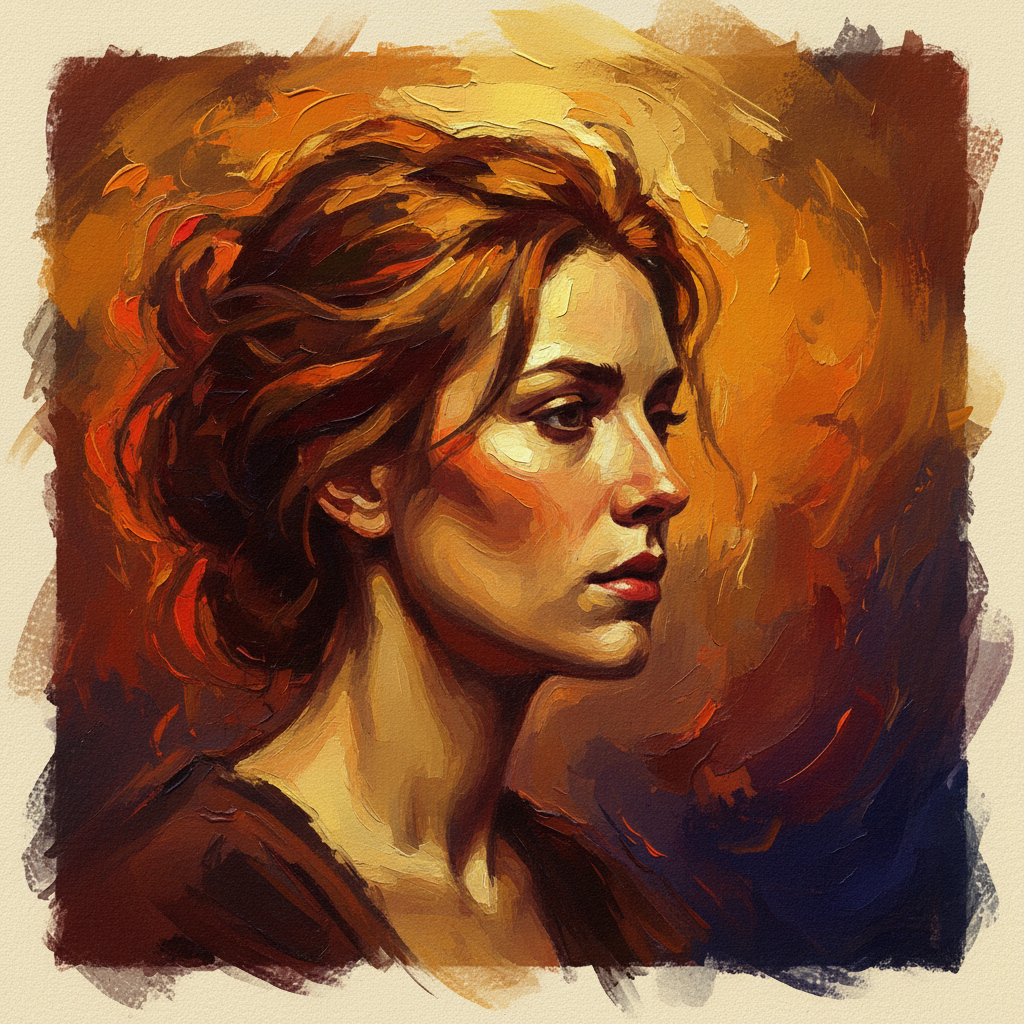 Artistic painterly digital art profile picture with bold brushstrokes