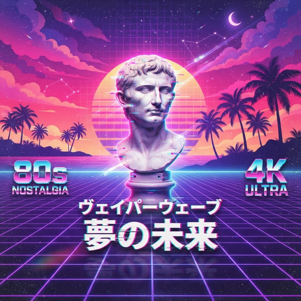 80s retro arcade poster with neon grid and bold geometry from the retro photo effects AI