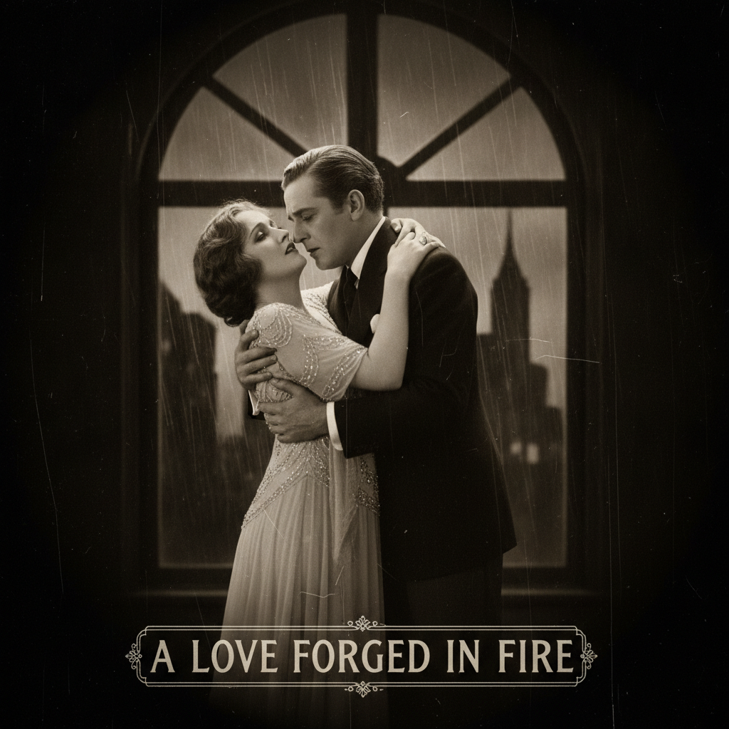 Sepia-toned vintage 1920s silent film frame with scratches and vignette