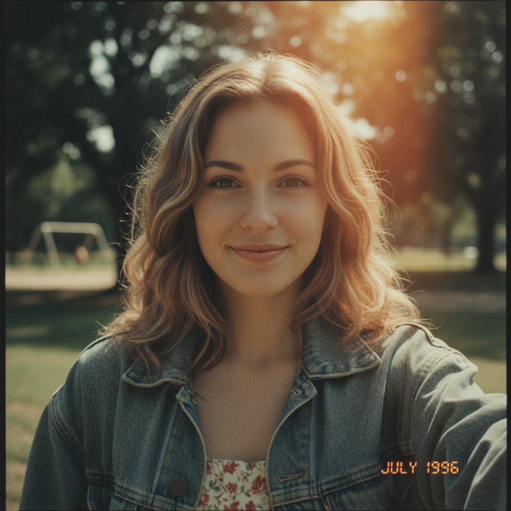 Aesthetic Instagram-style cafe selfie of a stylish young woman created with the AI selfie generator