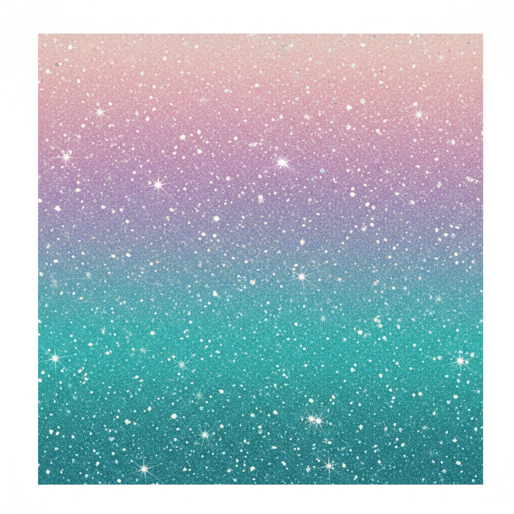 Faux glitter ombre tumbler wrap made with the AI tumbler wrap design generator: a teal to violet to blush gradient covered in fine sparkle flecks and holographic particles