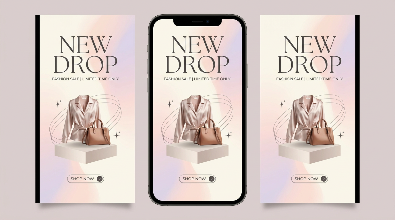 Instagram story template for a fashion sale designed with AI video content tools