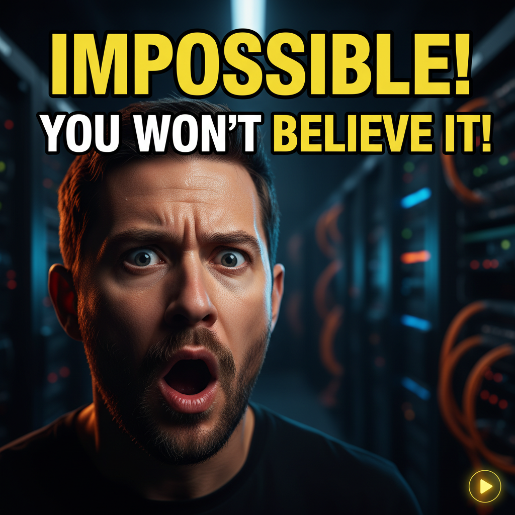 AI video editing software hero — high-CTR YouTube thumbnail with bold yellow title overlay, dramatic creator face composition, dark cinematic background, click-worthy video creator aesthetic