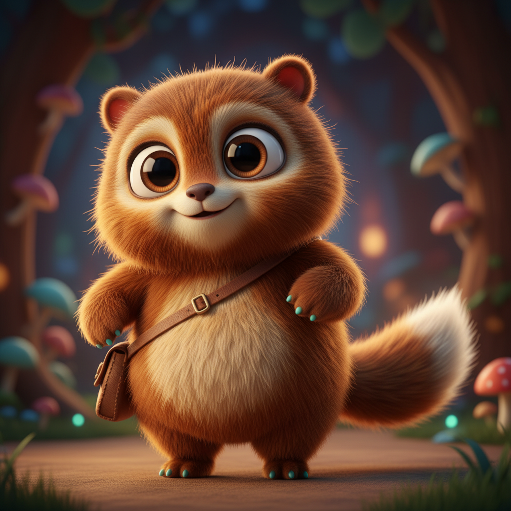 AI video vs traditional animation — Pixar-style 3D CG creature character with expressive eyes, polished animation production still