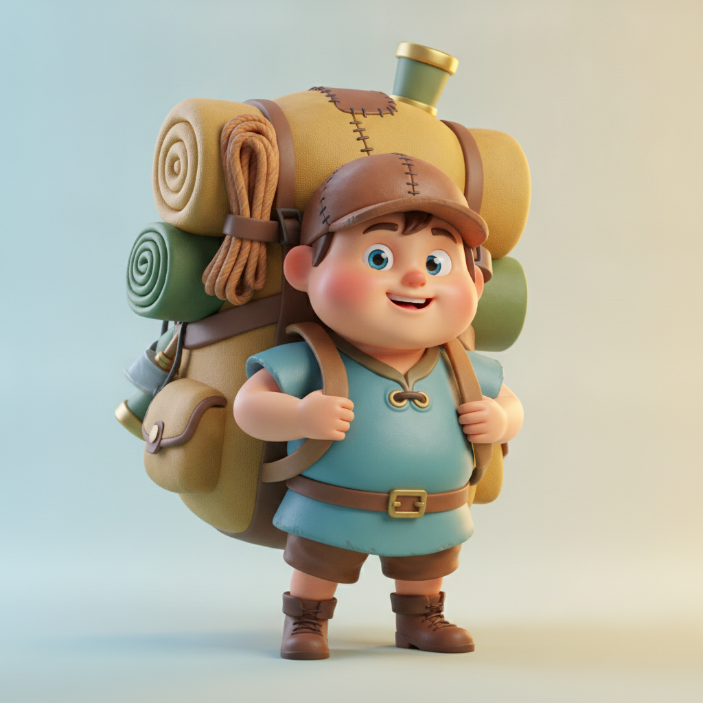 Stylized 3D cartoon adventurer render produced with the AI Yollo image generator