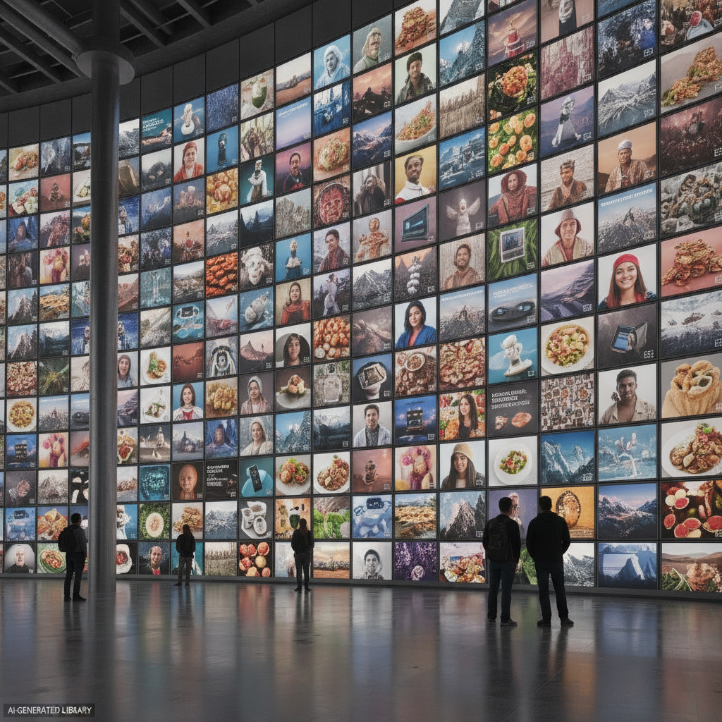 Massive AI-generated stock photo library of diverse scalable creative visuals