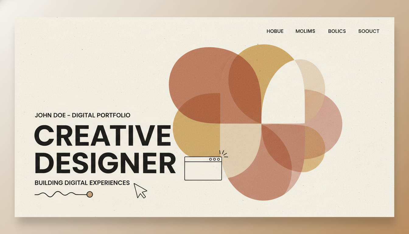 Minimal portfolio website hero image with warm palette