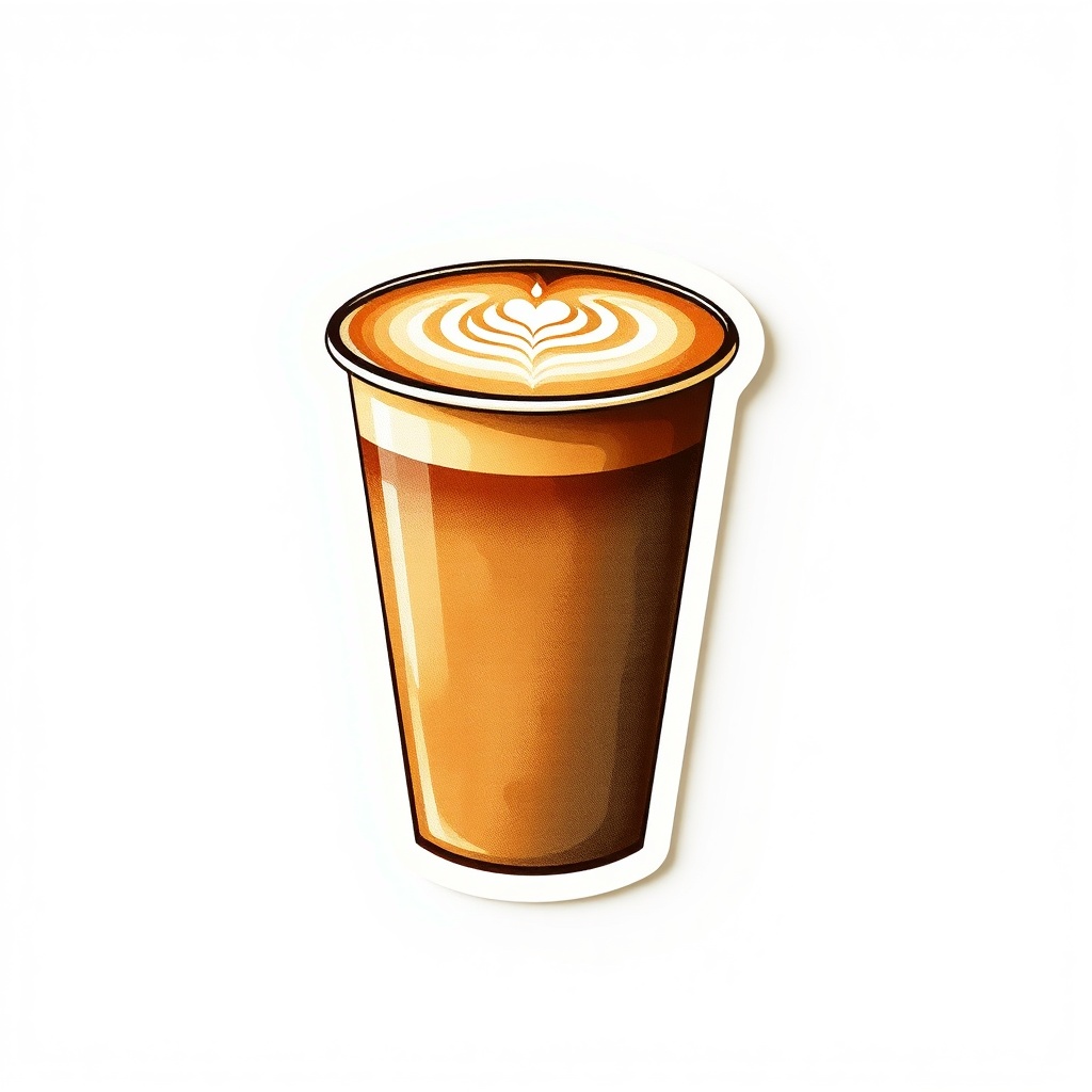 AI Generated Coffee Shop Die-Cut Sticker Design