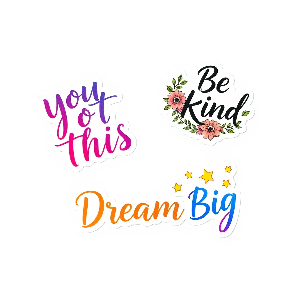 Motivational Quote Stickers with Hand Lettering
