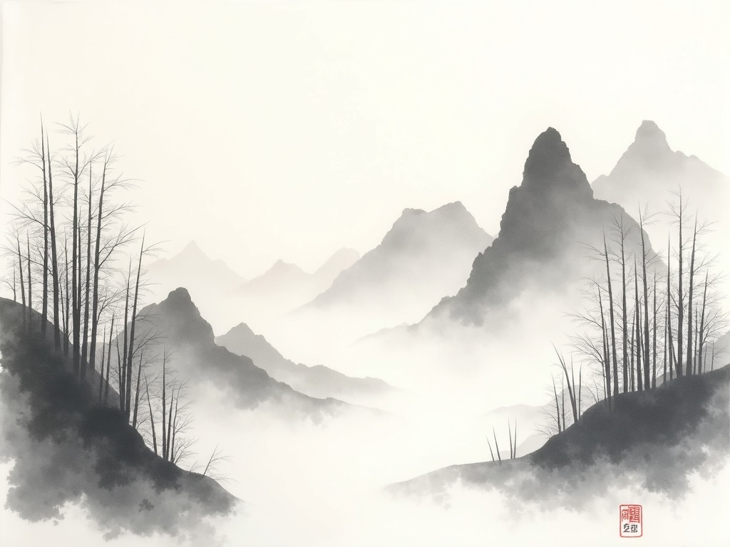 AI Photo to Japanese Ink Wash Painting