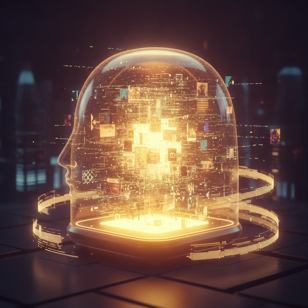 On-device art generation — streams of pixels generated instantly inside a glowing device silhouette