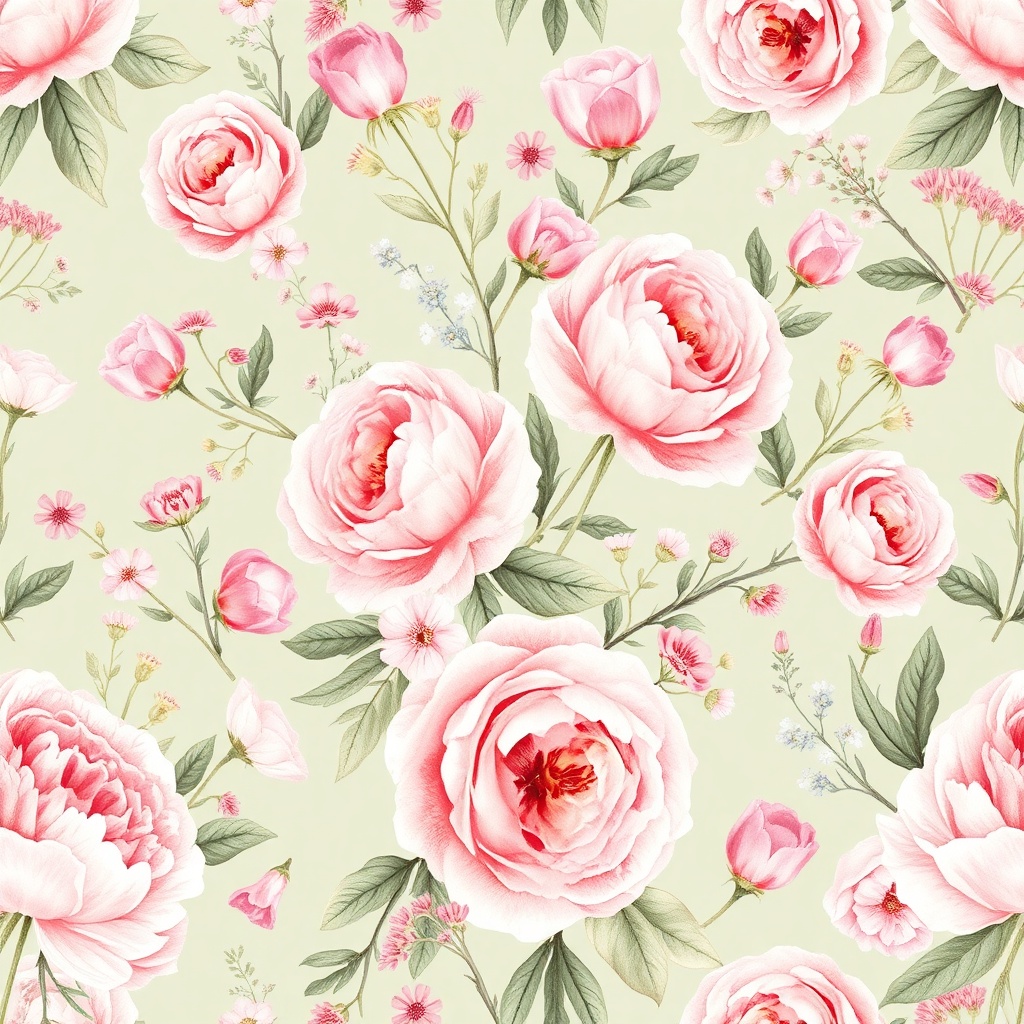 Watercolor floral seamless pattern created by AI pattern generator