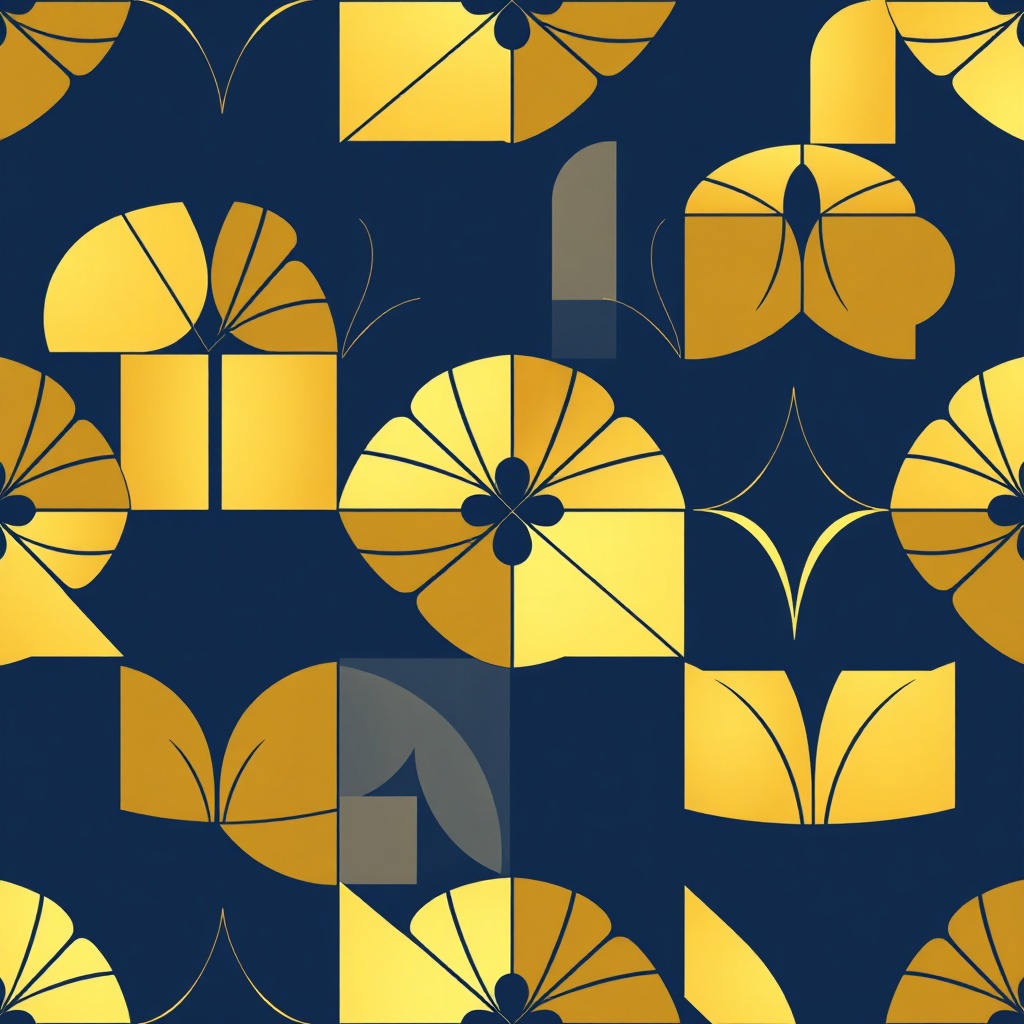 AI generated geometric pattern with art deco gold and navy design