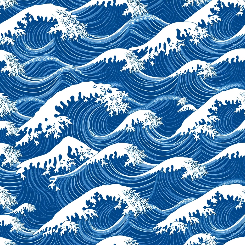 Japanese wave seamless pattern created with AI pattern generator